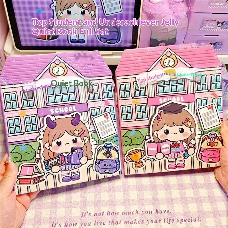 [DO]1/2Pc Cute School Themed Jelly Quiet Book Set With DIY Reusable Stickers For Playtime[DO]