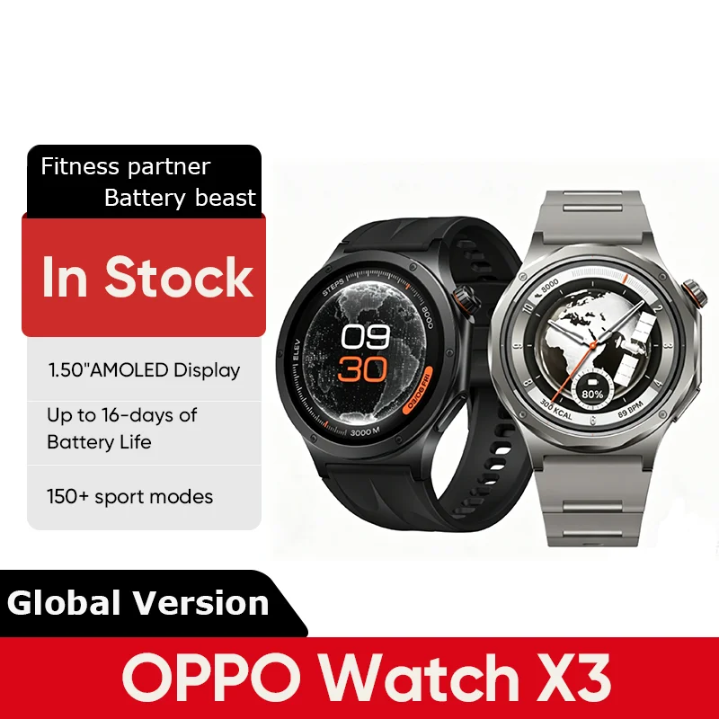 

[Global Version] Smartwatch OPPO Watch X3 Ultra-Light Titanium Alloy Case 1.50" LTPO AMOLED Display 16-day Battery Life IP68 NFC