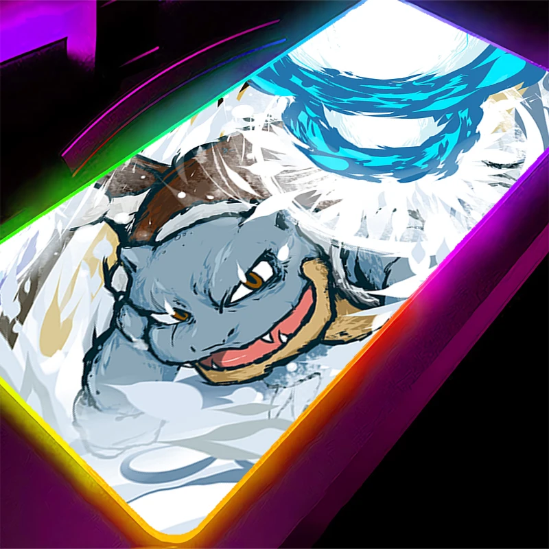 

RGB Large E-sports Mouse Pad P-Pokemon Squirtle 90x40cm Smooth Flexible Rubber Gamer PC Computer Keyboard Backlight LED Mosuepad