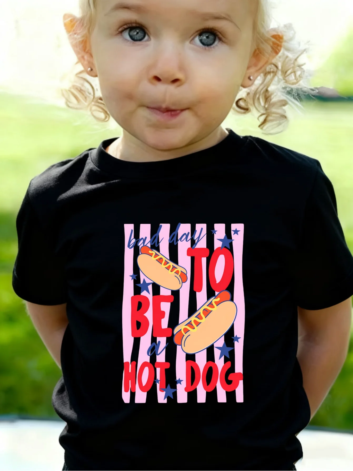 Cute Bad Day To Be A Hot Dog Letter Graphic Family Matching T Shirt Boys Girls Short Sleeve Tees Parent Kid Same Summer Tops