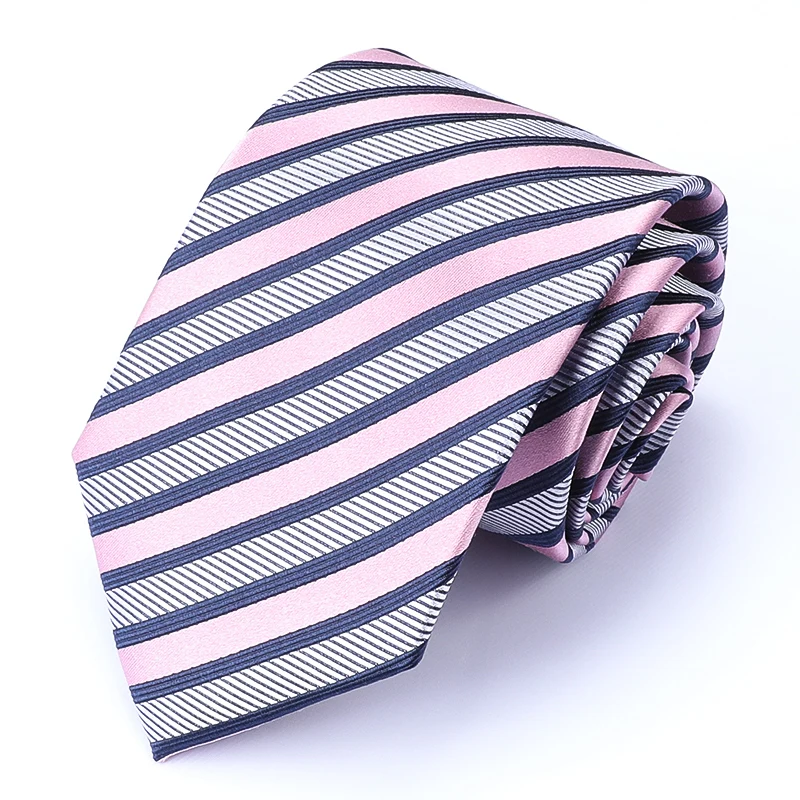 High Quality Color Checkered Stripes 100% Silk Men's Fashion 8CM Wide Tie Business Banquet Shirt Accessories Real Silk Cravat