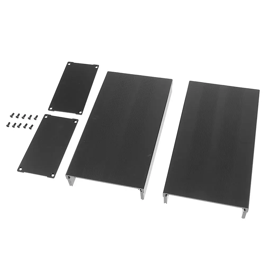 Extruded Aluminum Enclosure PCB Cooling Flat Box Case DIY 105x55x200mm Black