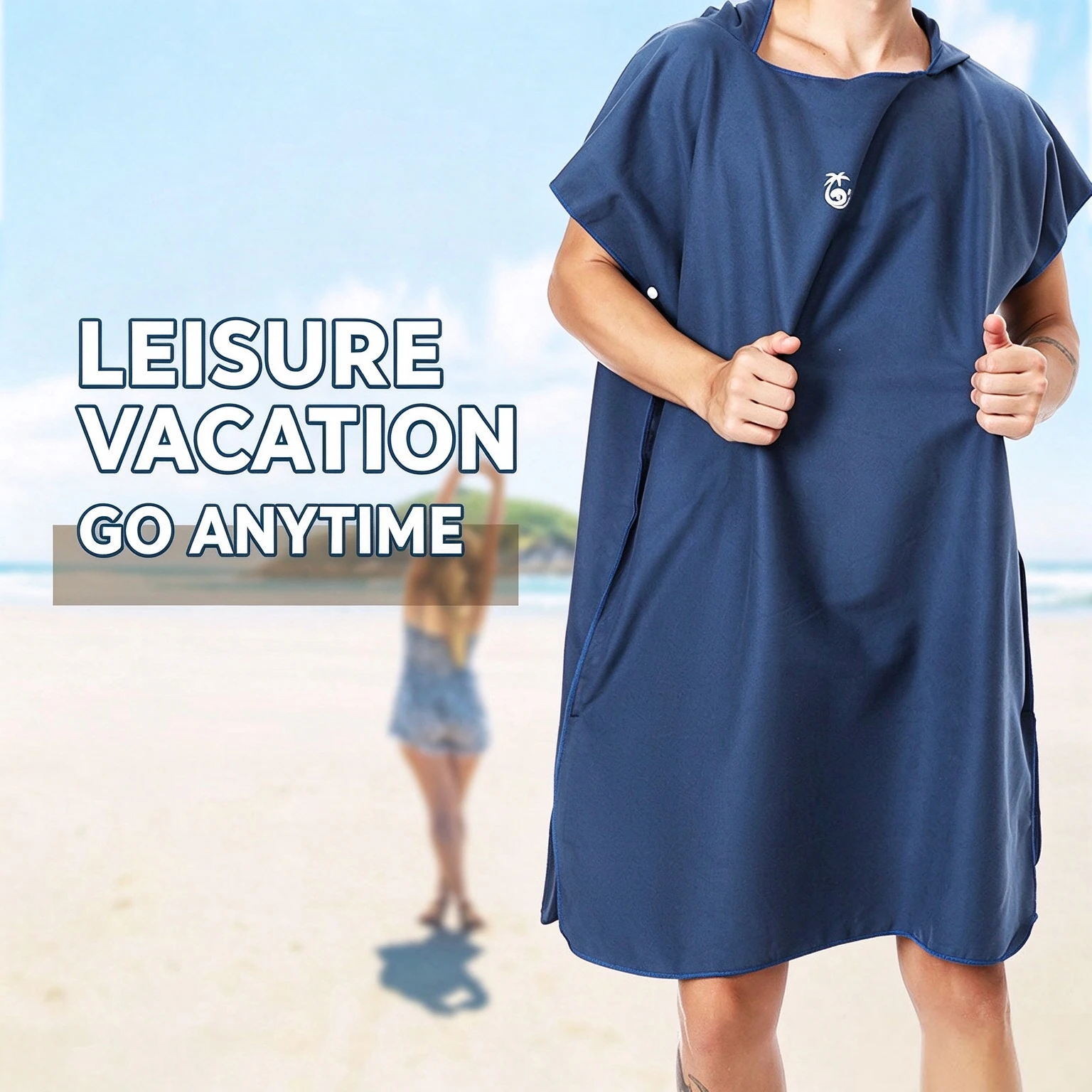 Beach bathrobe, made of quick-drying fabric, suitable for keeping warm during beach diving and surfing, all sizes available