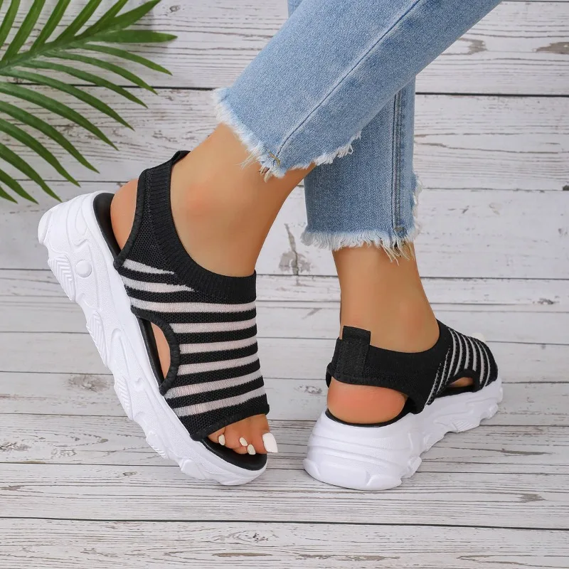 Mesh Women Sandals Summer Shoes for Women Trend Lace-up Platform Sandals Open Toe Beach Casual Heeled Sandals Sandalias De Mujer