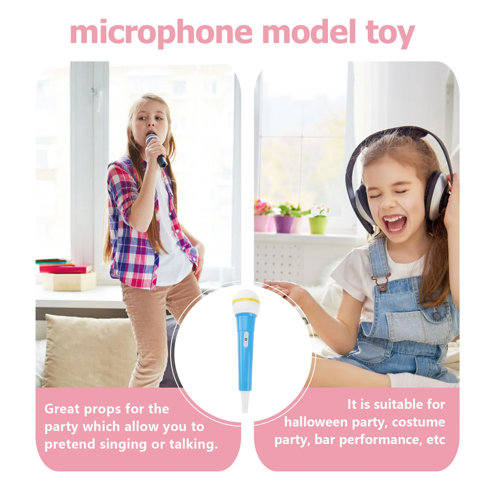 Portable Microphone Toy Party Performance Music Pretend Singing Exquisite Design Model