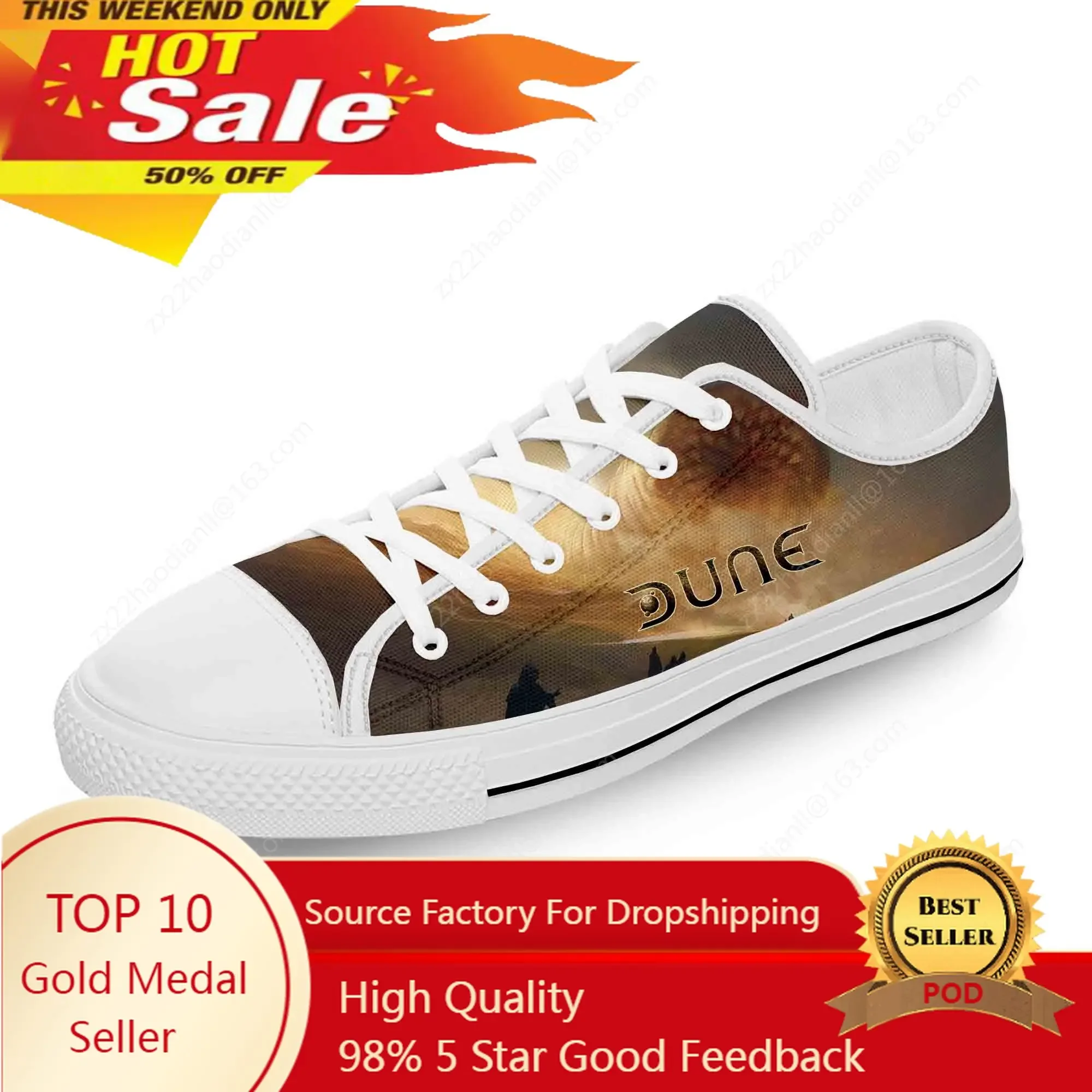 Dune Frank Herbert Science Fiction White Cloth Fashion 3D Print Low Top Canvas Shoes Men Women Lightweight Breathable Sneakers