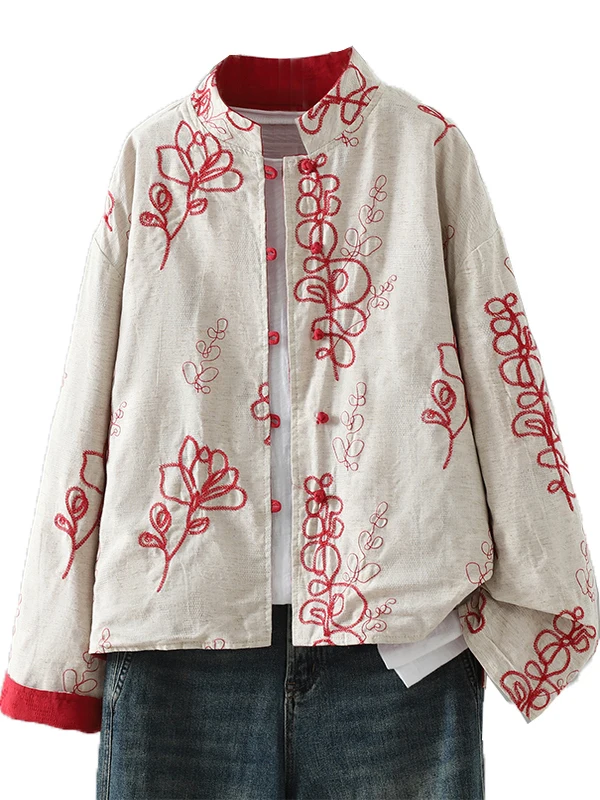 

Аутентичные новые китайские Sle ретро красный принт irt антивозрастная модная осенняя верхняя одежда женское длинное пальто обычного кроя Sve