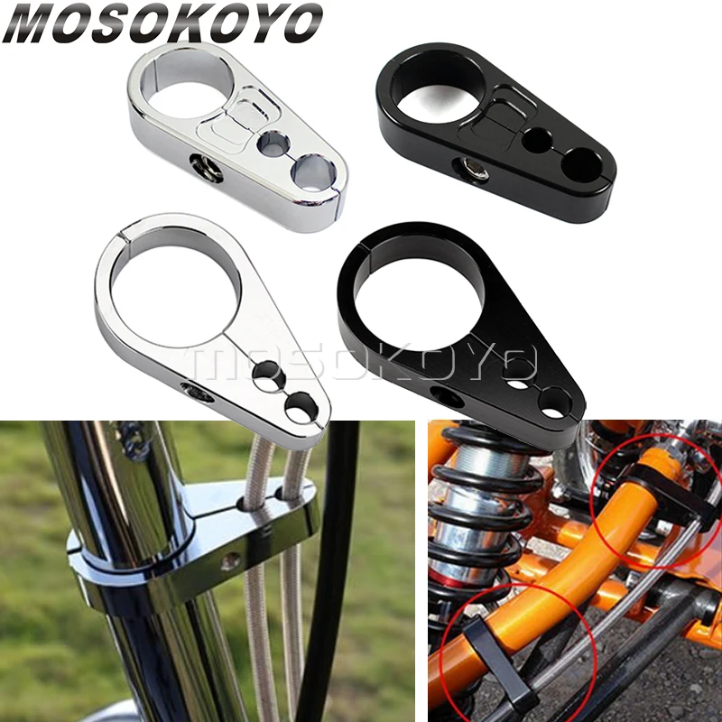 

Motorcycle 1'' 25mm Handlebar Clutch Cable Brake Line Holder Clamp For Honda Suzuki Kawasaki Yamaha Harley Chopper Bobber Custom