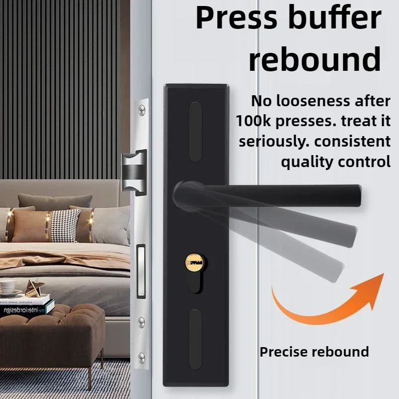 

New 2026Hold-free Adjustable Door Handle with Key Black Adjustable Panel Household Universal Door Lock 160 * 87 Silent Lock Body