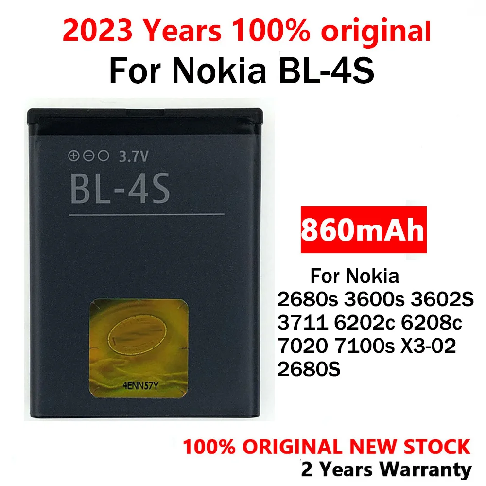 1PCS 2PCS BL 4S BL-4S 860mAh Battery For Nokia BL4S 1006 2680s 3600s 3602S 6202C 6208c 7020 7100s 7610 X3-02 3710f Batteries