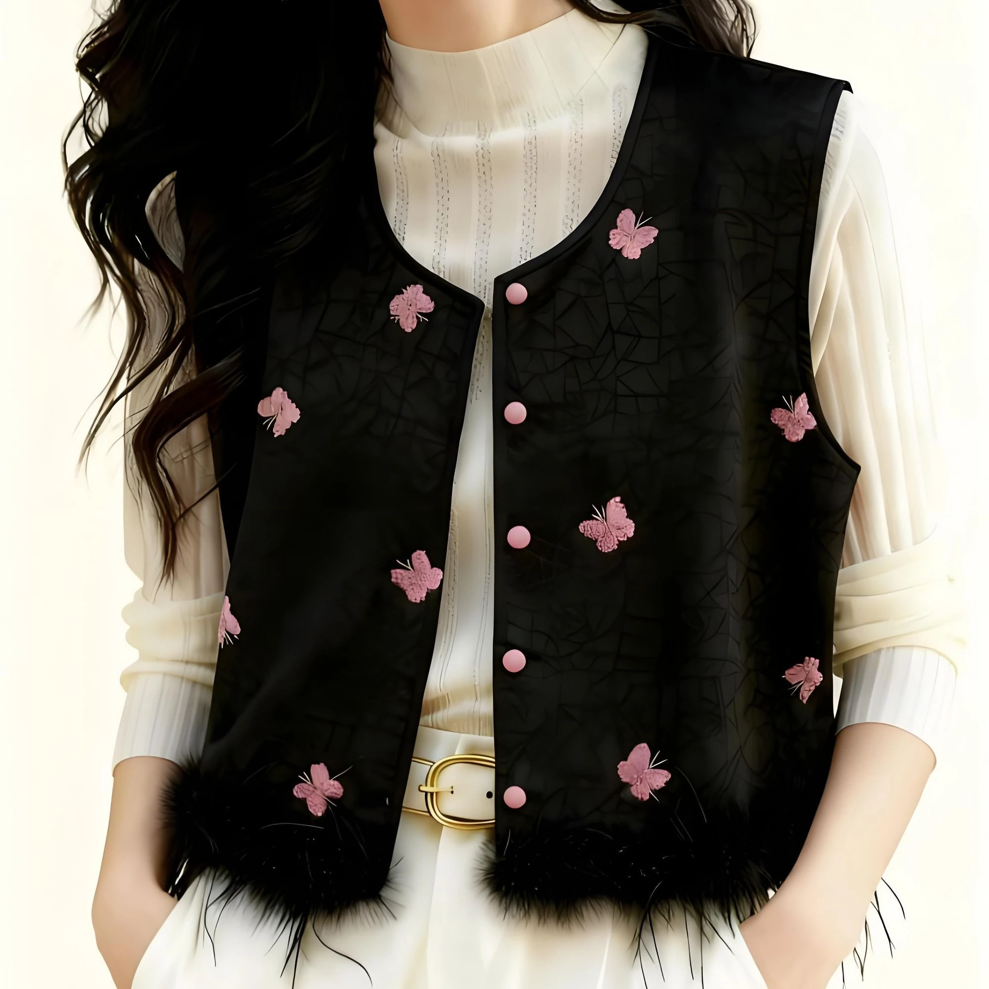 خريف شتاء جديد الصينية فراشة التطريز جولة الرقبة سترة ربيع جديد النمط الصيني الجديد لوحة مشبك صدرية سترة أعلى