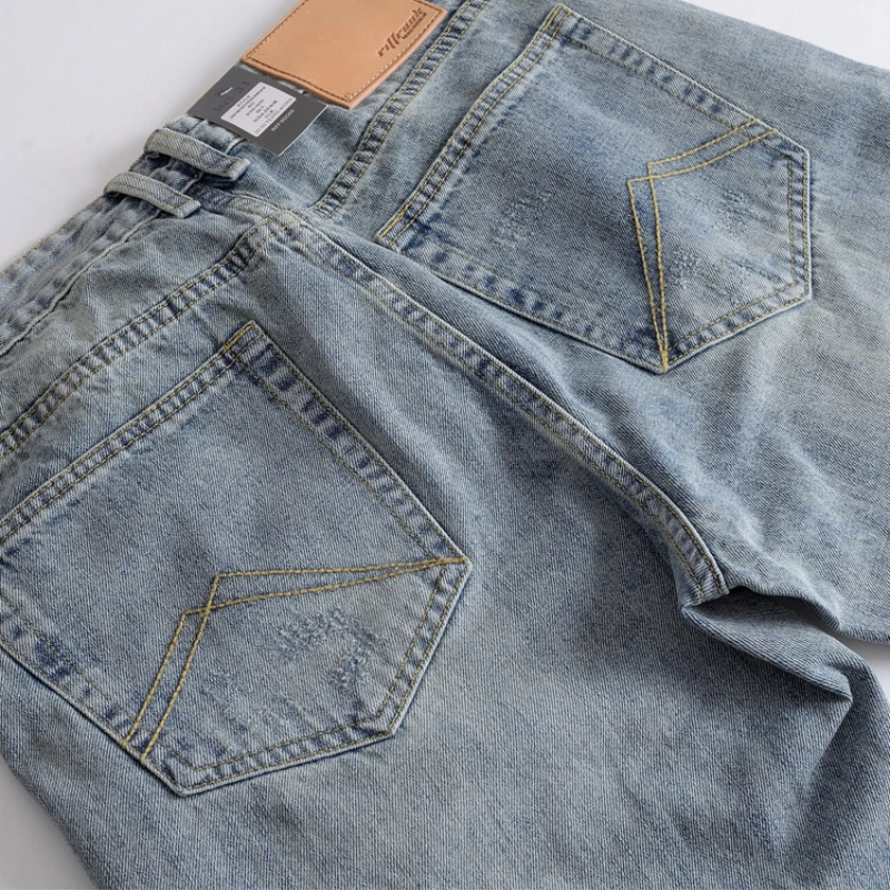 Men's new vintage do old ground white everything with cotton straight leg jeans casual trousers