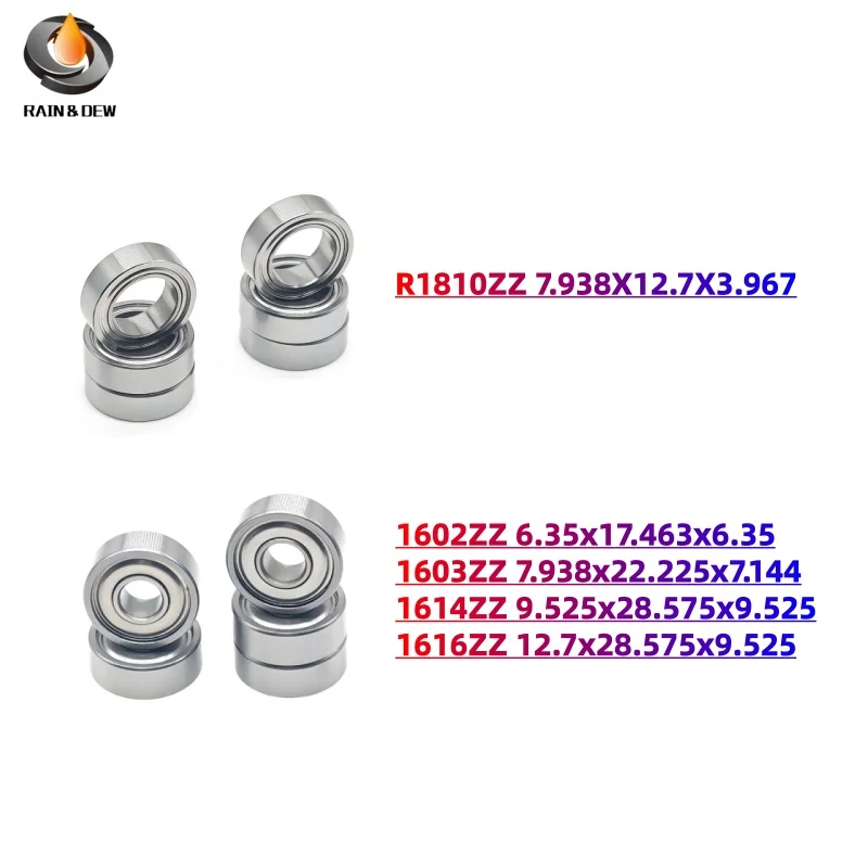 10Pcs 2RS/2ZZ Inch Miniature Ball Bearing R8ZZ R8RS 12.7x28.575x7.938mm Bore 3.175mm 4.762mm 6.35mm 7.938mm 9.525mm 12.7mm