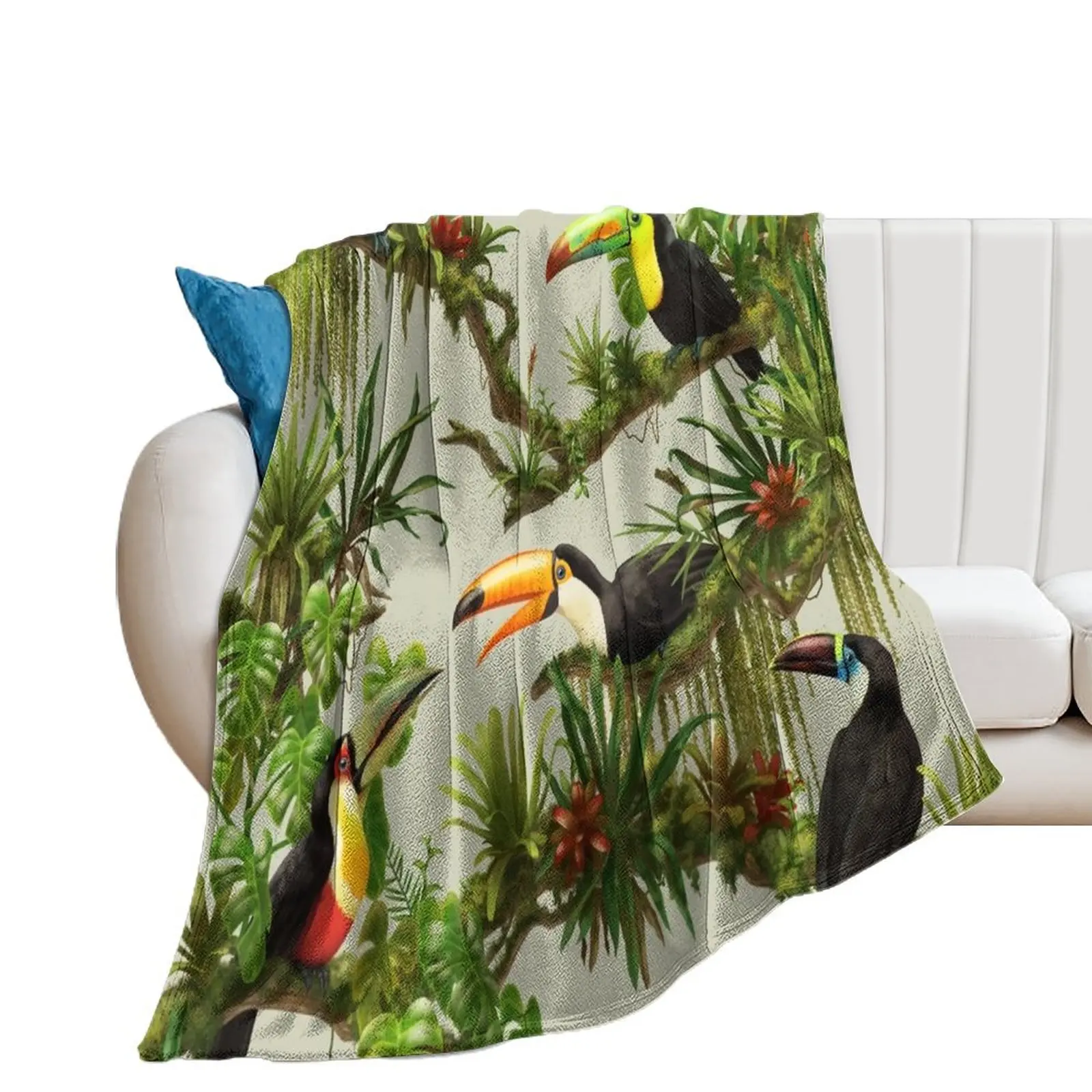 Toucans and bromeliads - canvas background Throw Blanket Bed Fashionable Custom Blankets