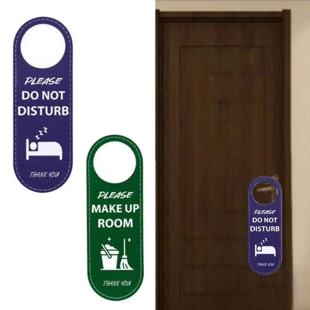 Durable PU Door Sign Double Sided Please Do Not Disturb Cleaning Label Door Hanger Hotel