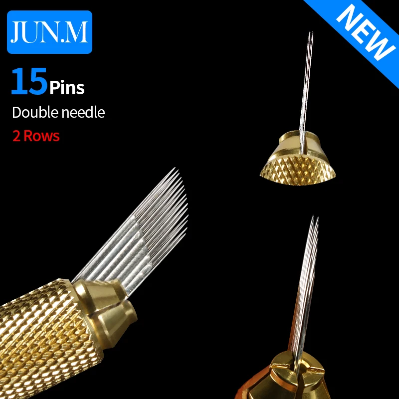 100 Pcs Double Row Microblading Needles Pen Blades Permanent Makeup Eyebrow Tattoo 3D Embroidery