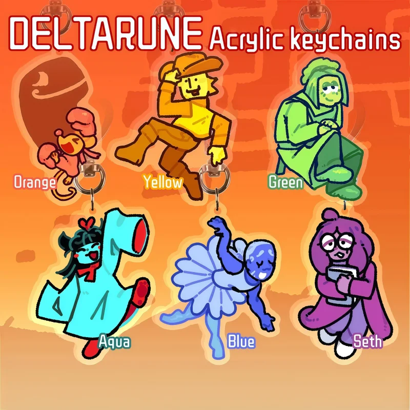 De1tarune 5 Flower Chibi Acrylic Charms Game Character Bag Keychain Cute Cartoon Pendant Gamer Fans Collectible Backpack Gift