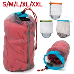 Camping Sports Mesh Storage Bag Ultralight Travel Stuff Sack Drawstring Storage Bag Traveling Organizer Portable Outdoor Tool