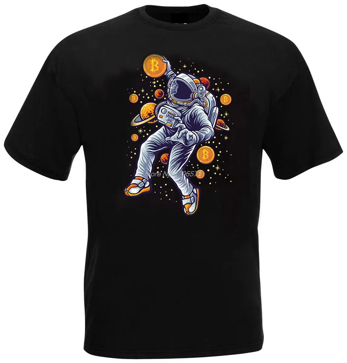 Bitcoin Crypto BTC To The Moon T Shirt Men T-shirt Astronaut Cryptocurrency Men Cotton Tees Tops Harajuku Streetwear