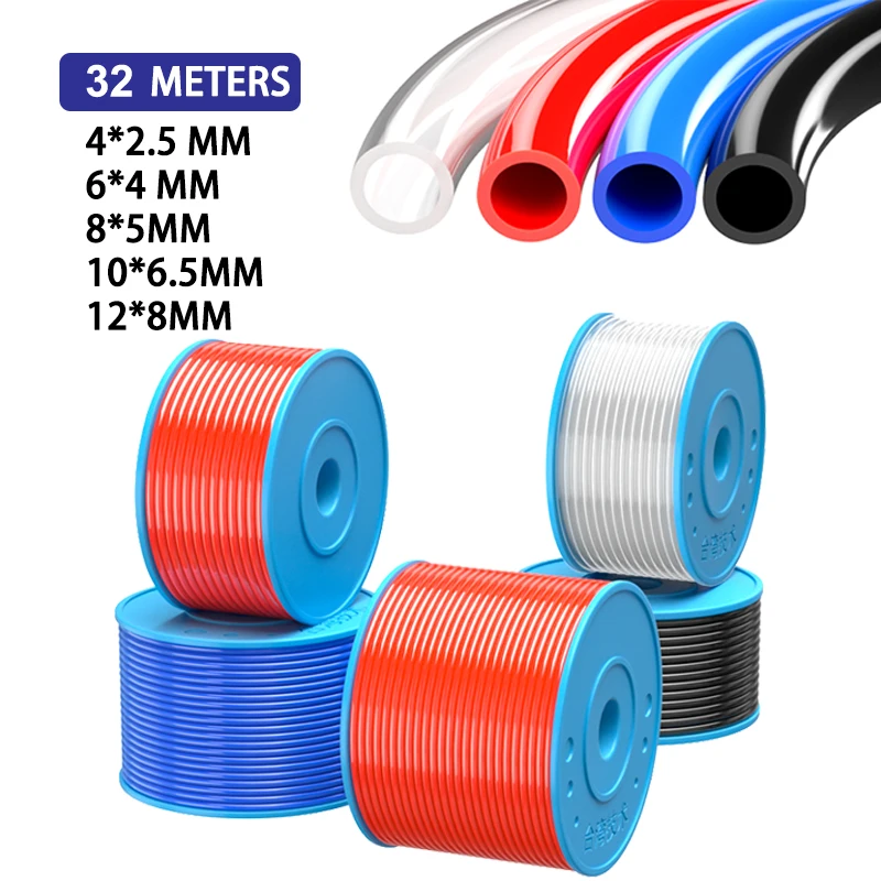 Pneumatic PU Air Hose for Air Compressor Pump High-Pressure Transparent Explosion-Proof Pipe 4 Compression Sizes 6/8/10/12mm