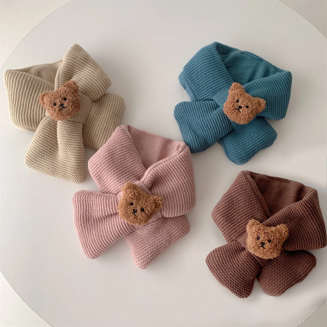 

Fashion Kids Cartoon Bear Scarf Children Baby Warm Scarves Girls Winter Wool Collar Baby Scarves Neck Ring Keep Warm Accessories