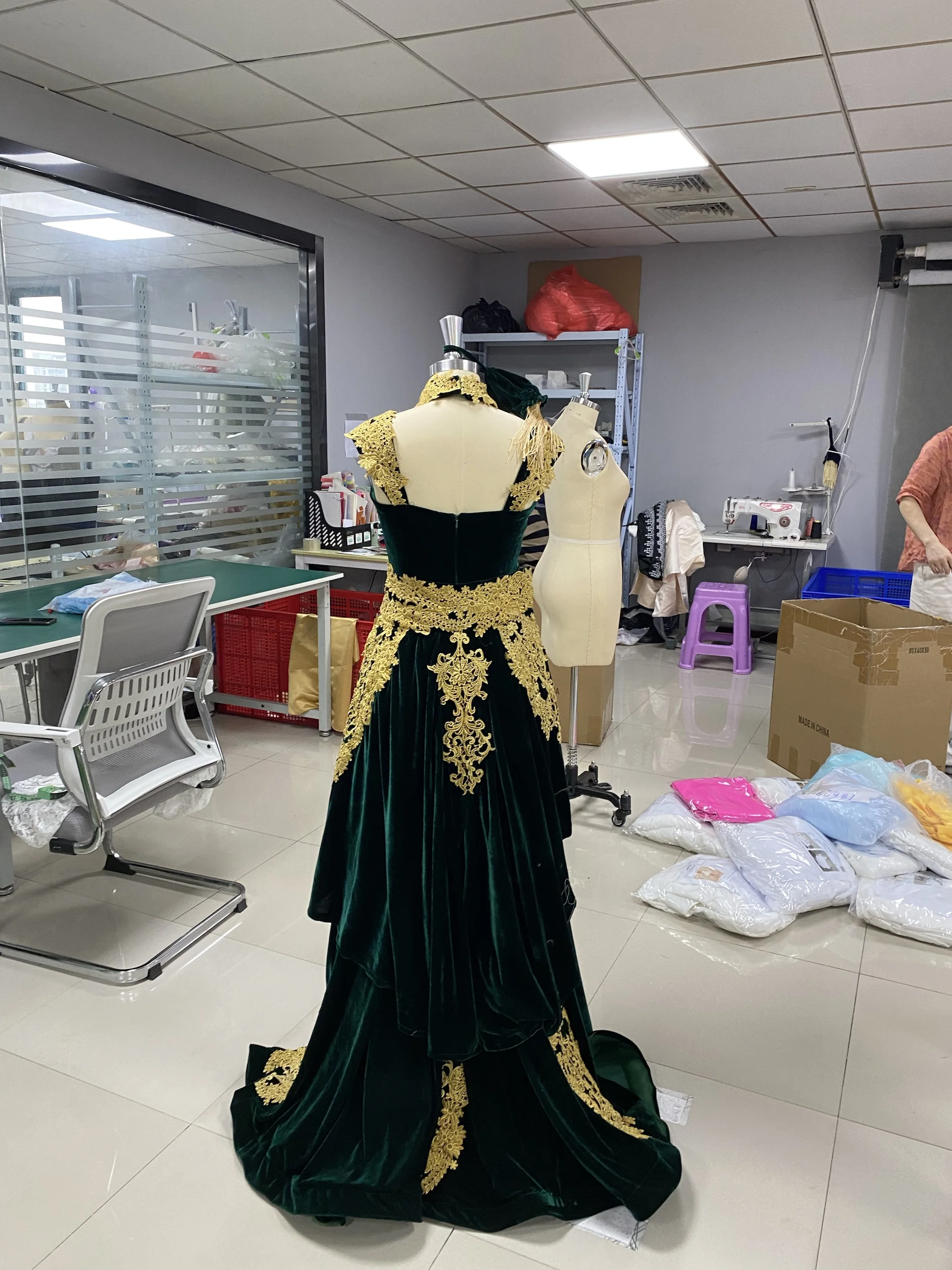 Eightale Arabic Evening Dress with Detachable Skirt Two Pieces Green Morocco Kaftan Customized High Neck Velvet Prom Party Gown