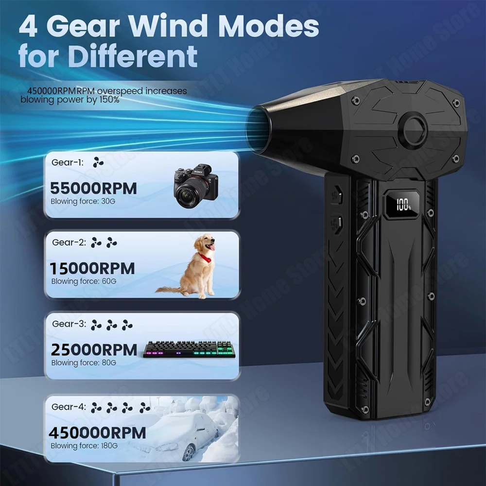 450000 RPM Turbo Blower Fan Mini Turbo Jet Fan Handheld Turbo Violent Fan Brushless Motor Powerful Blower High Speed Duct Fan