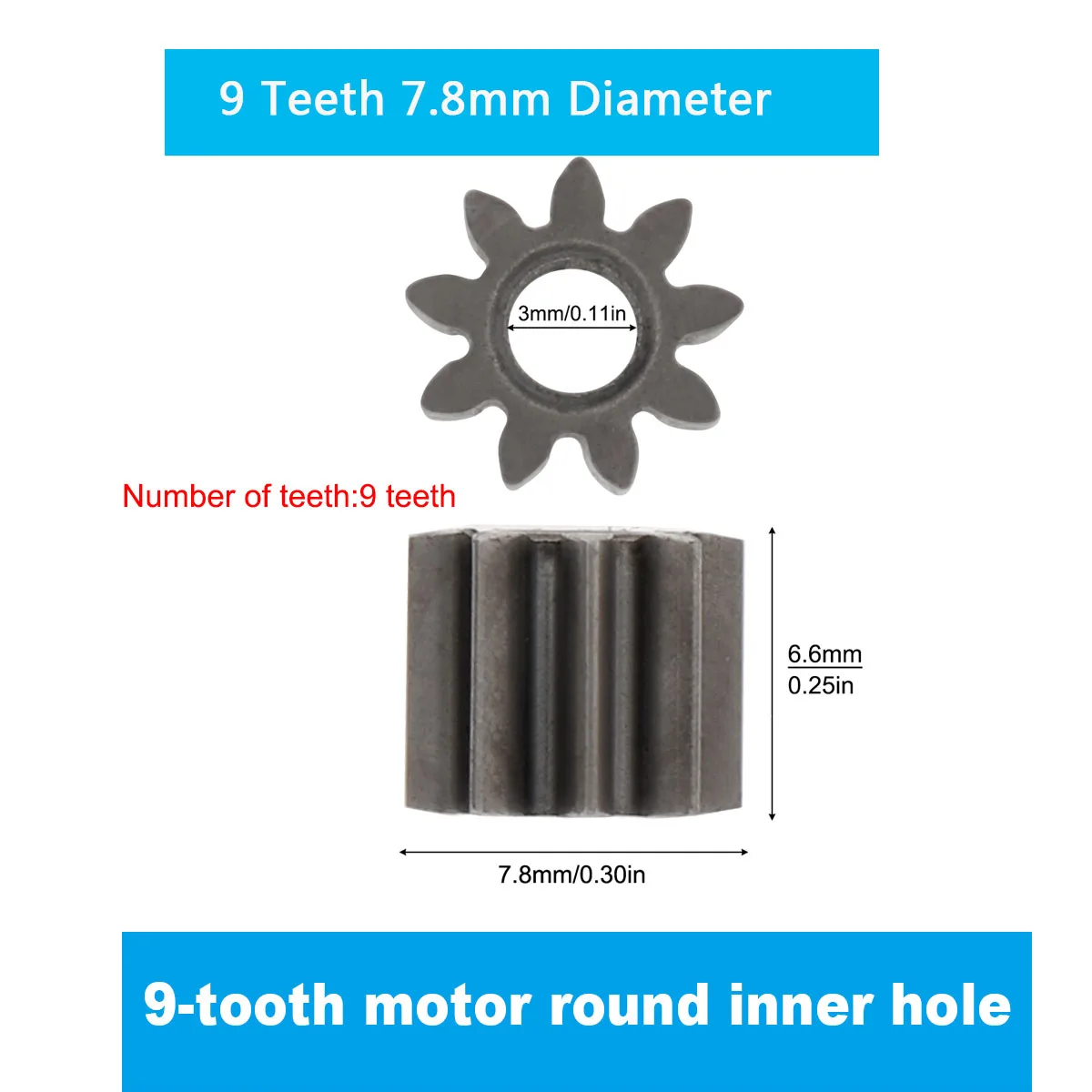 1pc Motor Gear 9 /11 /12 /13 /14 /15 Teeth Replaceable Motor Gear for RS550 10.8V / 12V / 14.4V / 16.8V / 18V / 21V DC Motor