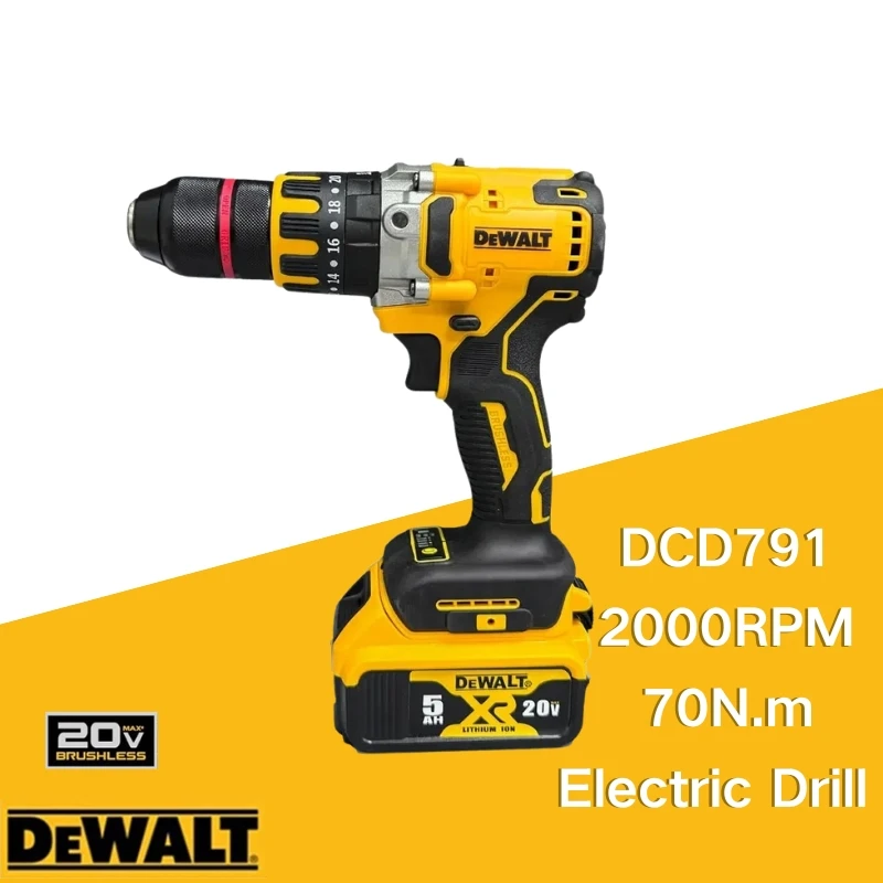 

Dewalt DCD791 20V Cordless Multifunctional Driver Rechargeable Drill 2000RPM 1/2 in Variable Speed Brushless Compact Drill