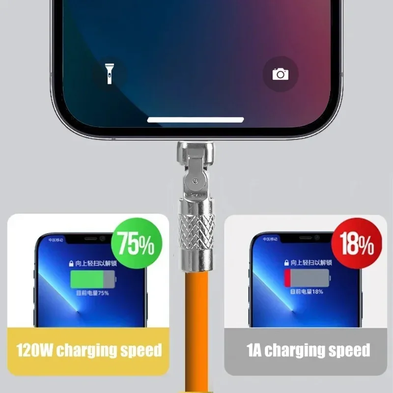 120W 6A 180° Rotating Super Fast Charge Cable Dual USB C to Type-C Charger Liquid Silicone Cable For IPhone 16 15 Pro Max Huawei image 3