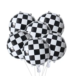 6 Pack of 18 inch Racing Theme Party Decorative Wheel Balloon Black and White Square Balloon Set