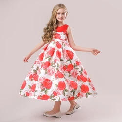 Elegant Flower Christmas Girls Dress Birthday Costume Long Bridemaids Princess Party Kids Wedding Dresses for Girl Evening Gown