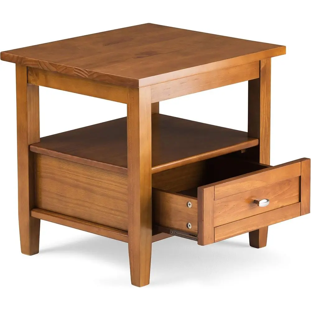 20 طاولة نهاية من الخشب الصلب الانتقالي باللون البني الذهبي الفاتح لغرفة المعيشة وغرفة النوم