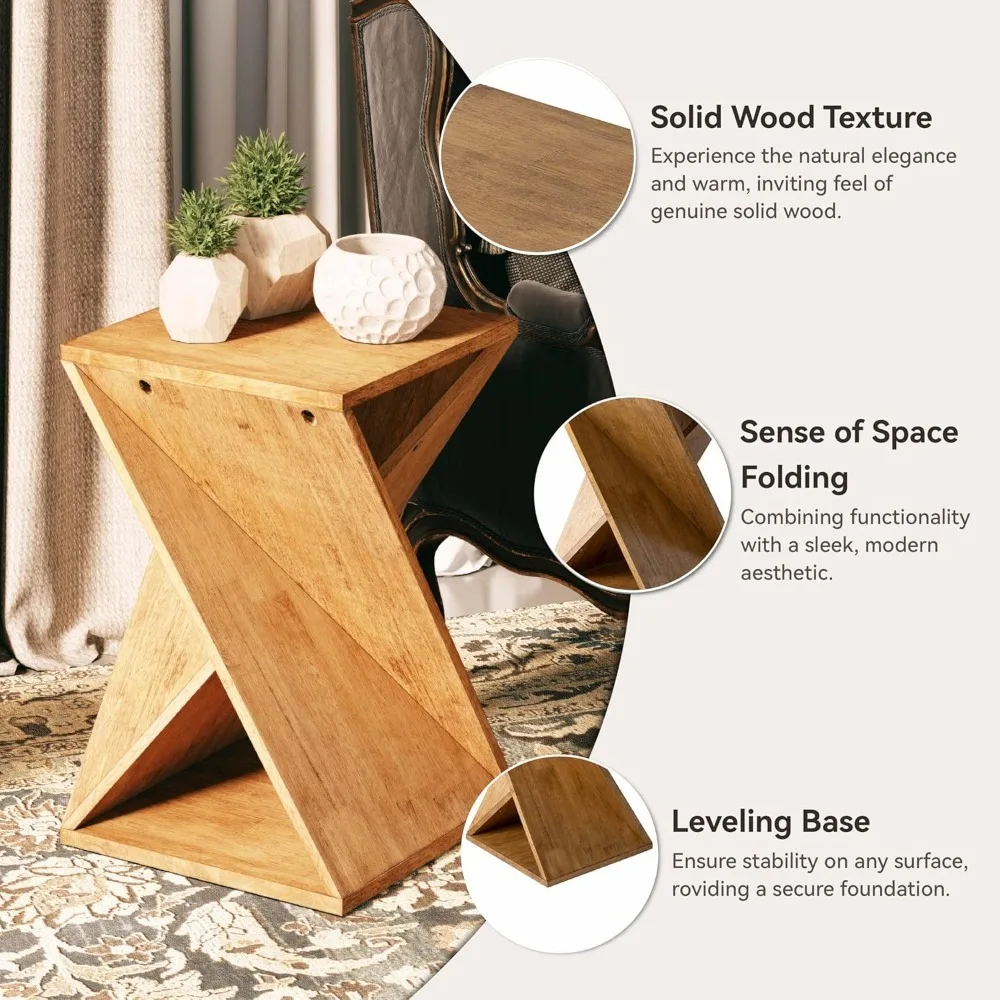 Square solid wood base with twisted design, suitable for living rooms and natural wood in rural areas