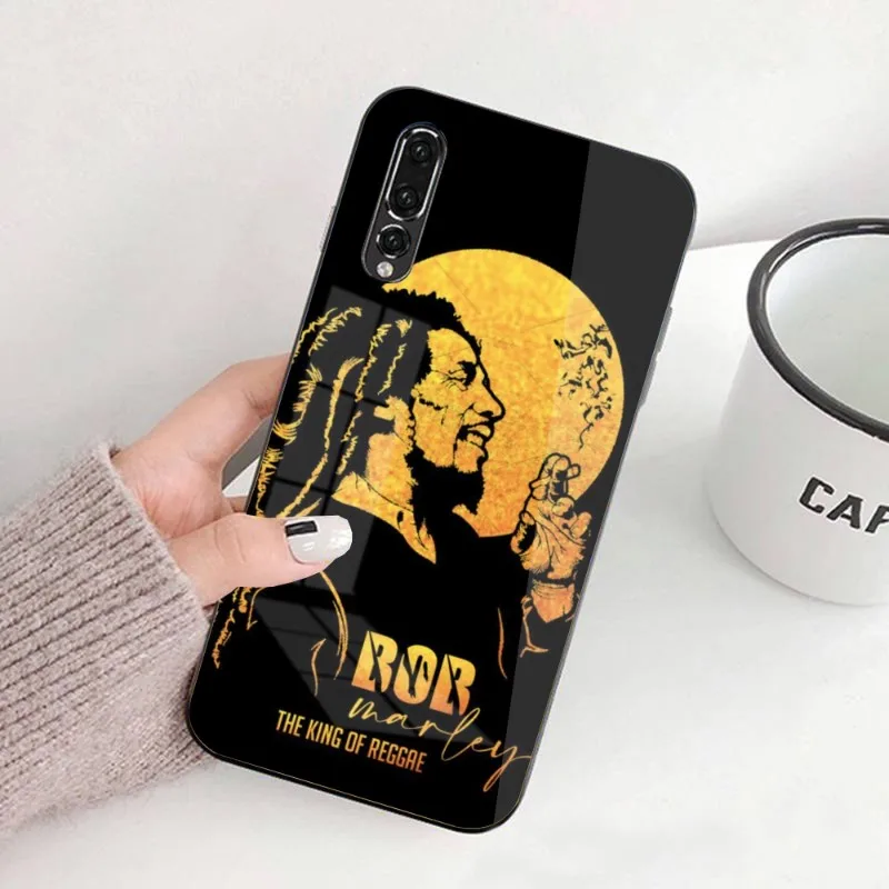 Jamaica Bob Marley Phone Case for Huawei P50 P40 P30 P20 Pro Mate 40 30 20 Pro Nova 9 8 7 PC Glass Phone Cover Funda