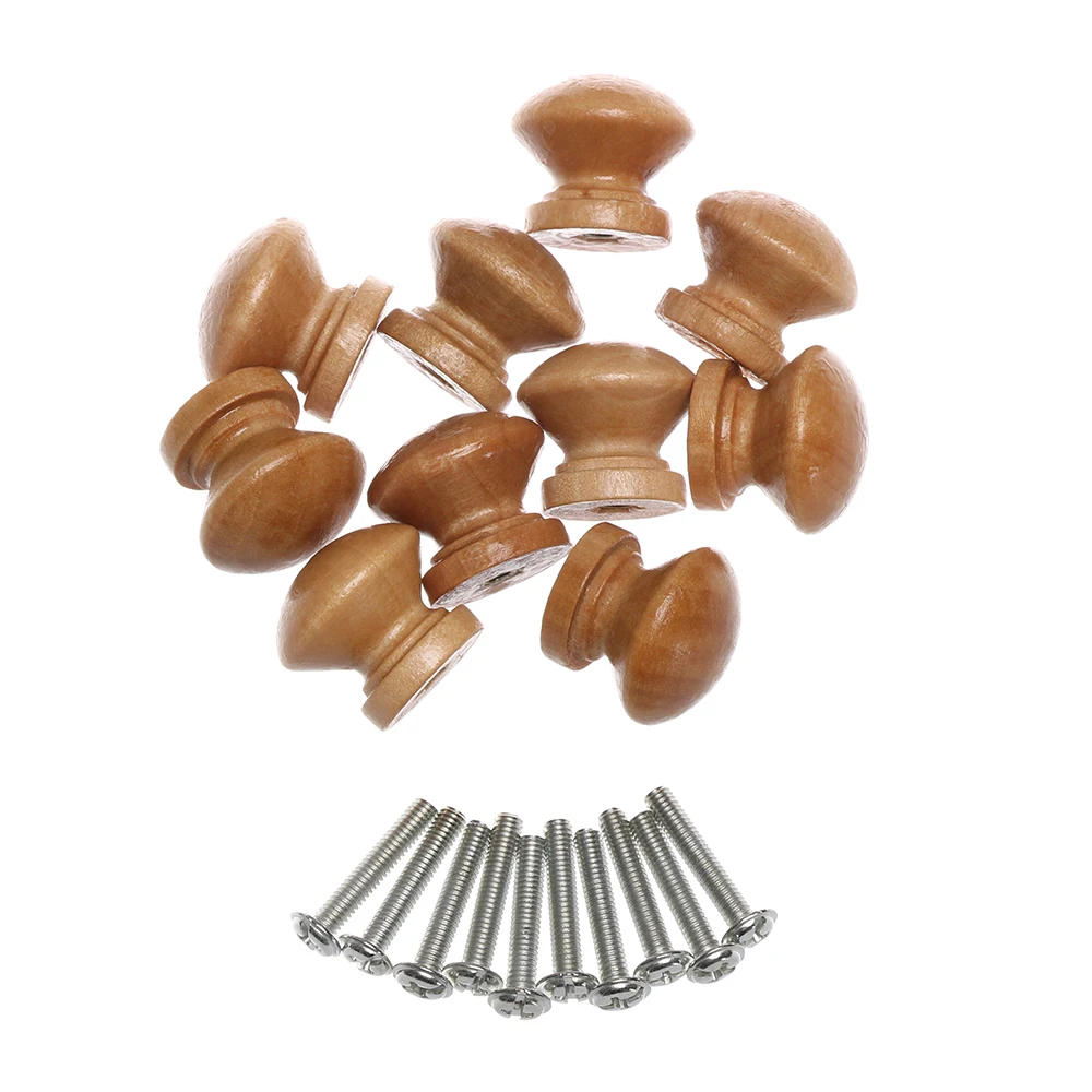 10pcs Cupboard Kitchen Round Shape Cabinet Dresser Furniture Fitting Drawer Knob Natural Wooden Door Handle Cabinet Pulls