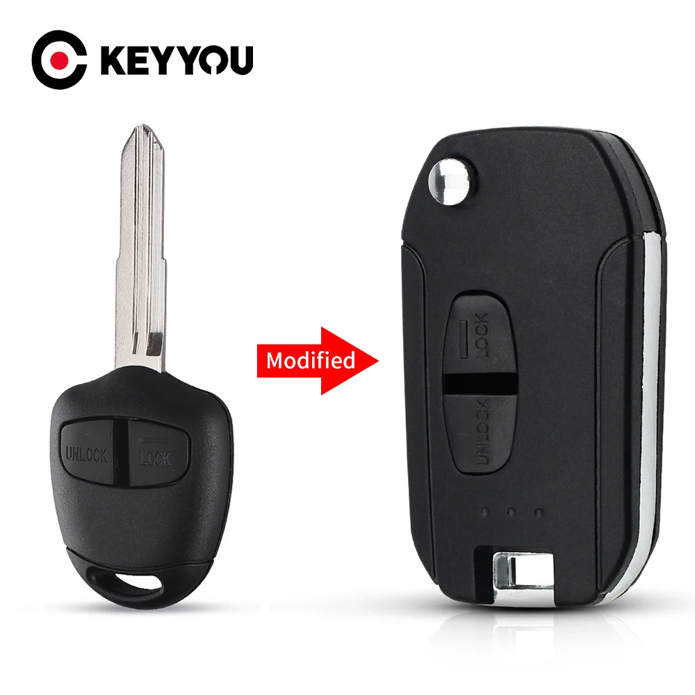 KEYYOU 2/3 Buttons Right/left Blade For Mitsubishi New ASX GRANDIS Outlander LANCER-EX Modified Flip Folding Remote Key Shell