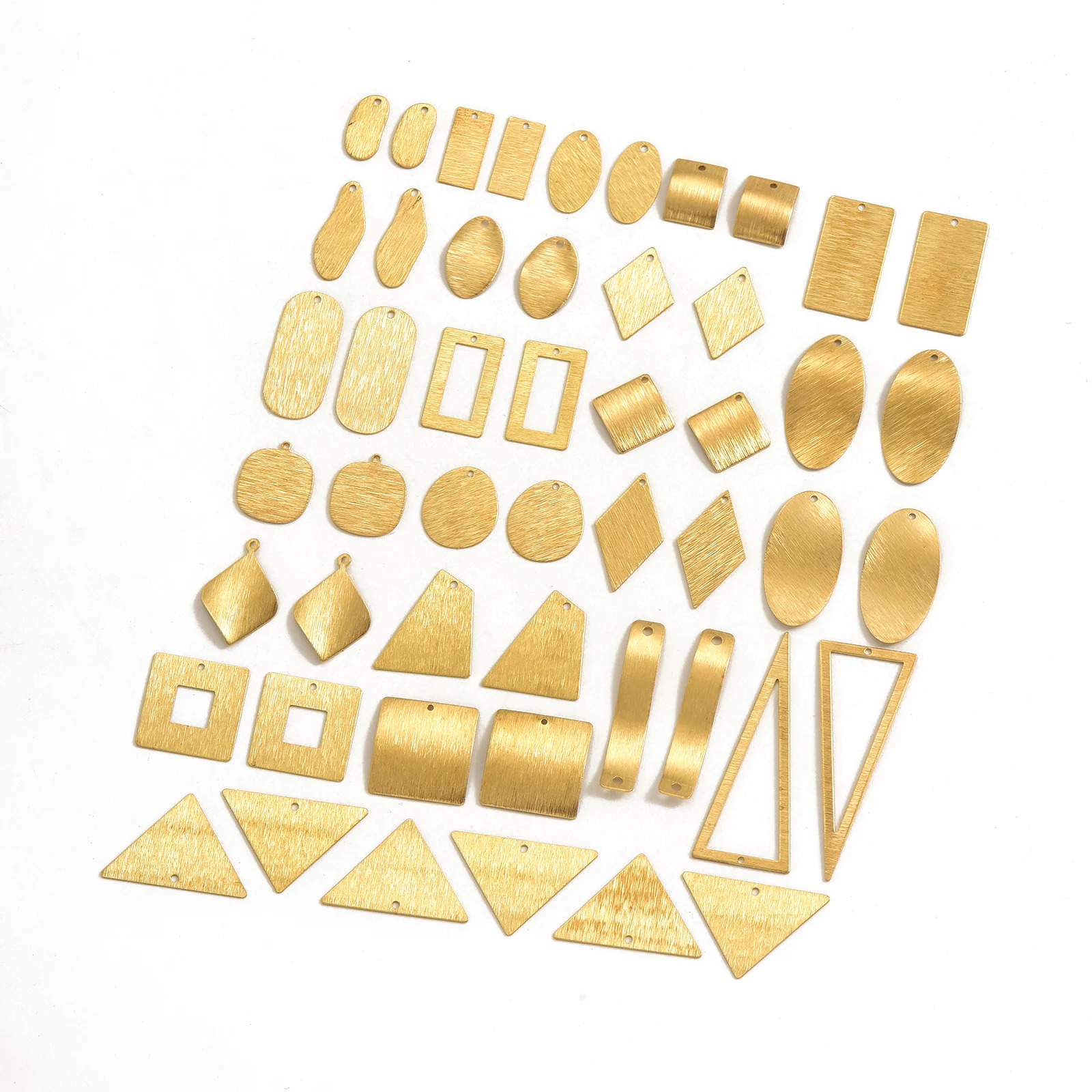 Brass Double-Sided Drawn Arc Single-Hole Geometric Square Accessory, DIY Necklace and Earring Metal Pendant