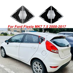 Rear Side Window Shutter Triangle Louver Vent Decoration Modified Accessories Gloss Black 2Pcs For Ford Fiesta MK7 7.5 2008-2017