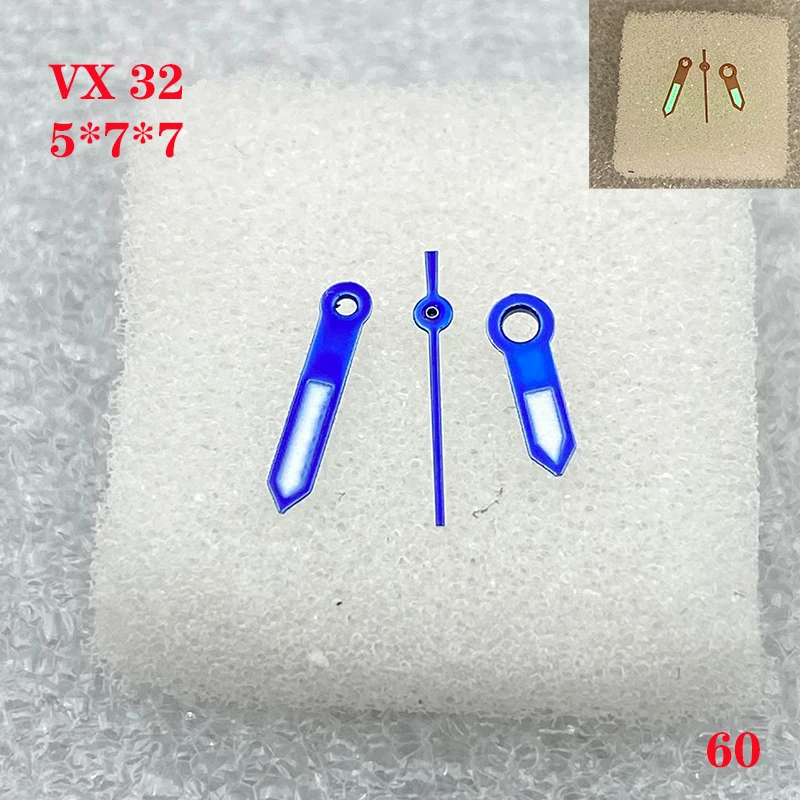 Accesorios de reloj mano de reloj 3 agujas para VX 32 tamaño de movimiento 5,0mm * 7,0mm * 7,0mm damas verde luminoso No.060
