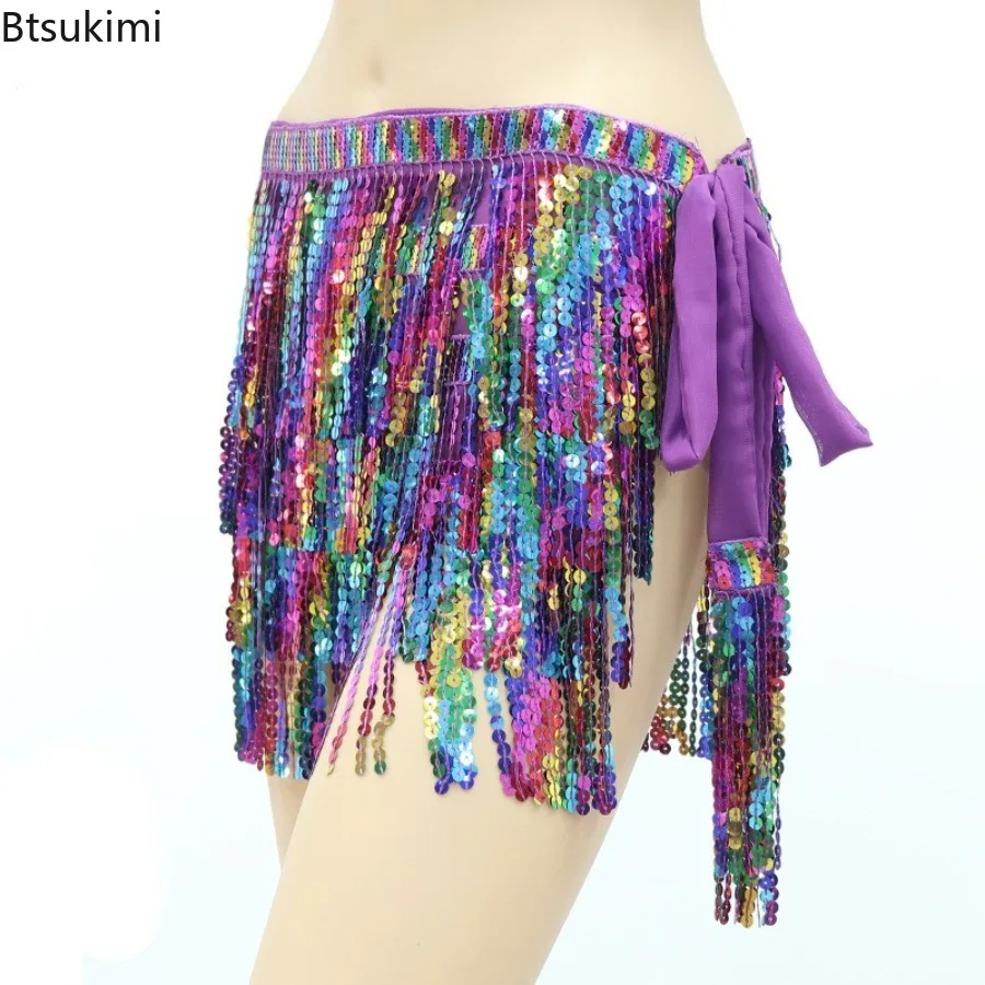 Belly Dance Practice Clothes Belt for Women Belly Dancing Accessories Hip Scarf DJ Nightclub Dancing Waist Chain Tassel Scarf