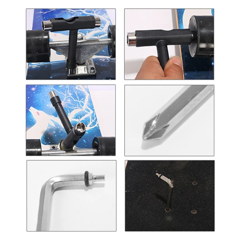 Light Weight Skateboard Tool Portable T Skateboard Wrench Skateboard Roller Skate Tool Skateboarding Repair Tool 448D