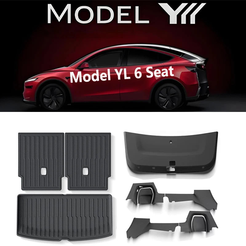 TPE Trunk Mat For Tesla Model YL 2025 2026 All-Weather Front Rear Cargo Liner Second Row Seat Back Pads Car Interior Accessories