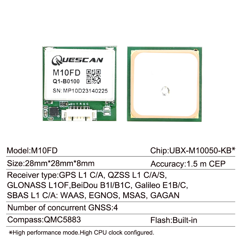 10Hz Drone M10 GPS GNSS Module with 5883 Compass for INAV Pixhawk Ardupilot GPS+GLONASS+Galileo+BeiDou,much better than M8N