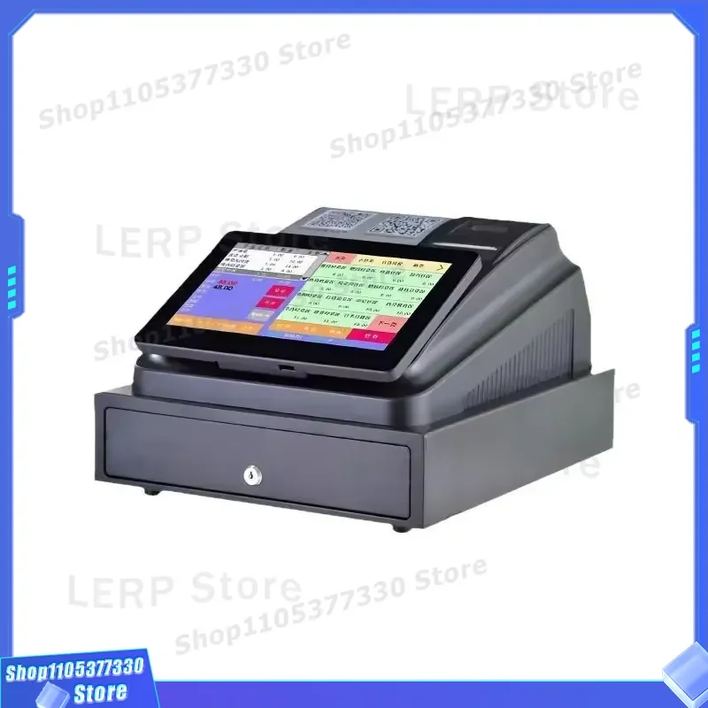 All in One Touch Screen POS System for Supermarket Restaurant with Built in Thermal Printer and Cash Drawer Digital Cashier