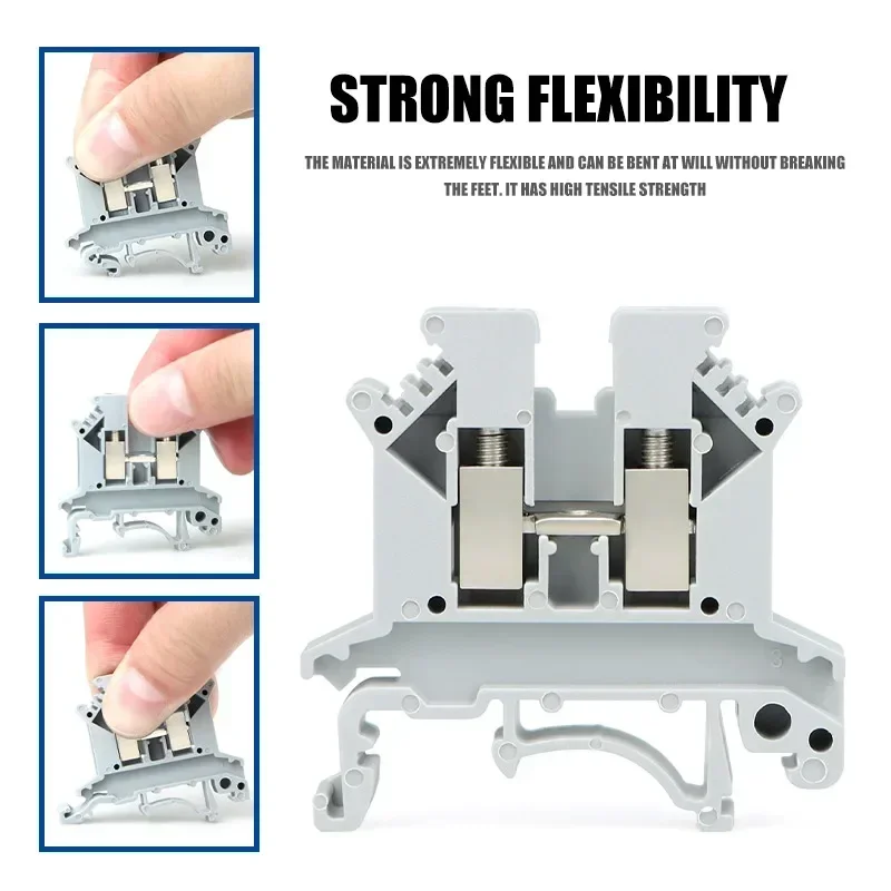 UK2.5B-3N/5N/6N/10N/16N/25N/35N/50N DIN Rail Terminal Block Double Layer Copper Voltage Current Ground Insurance Connector
