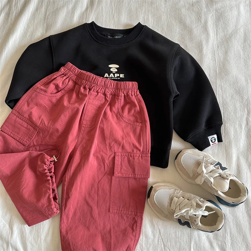 Kids Pants Girdle Overalls Baby Wide Leg Pants Girls Pants Teenage Girls Clothing Cargo Winter Clothes for Boys image 5
