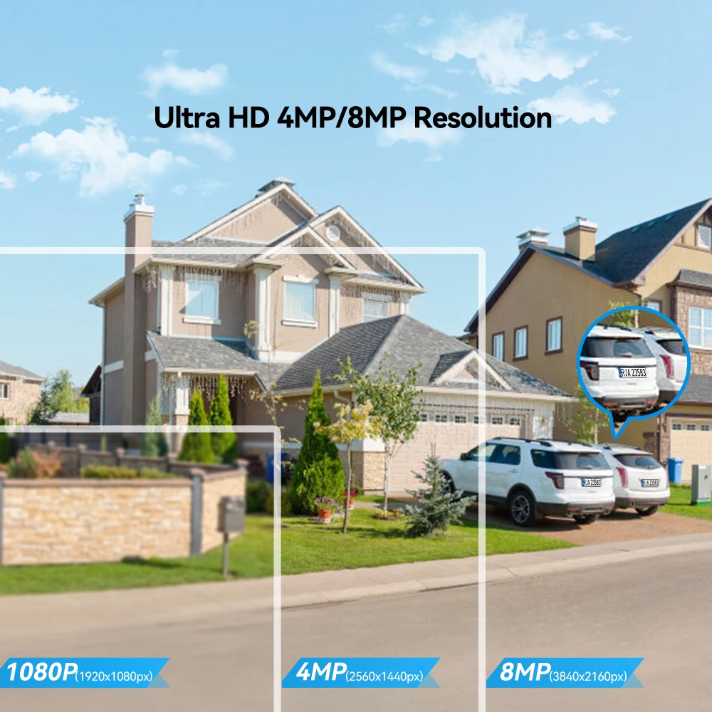 TinoSec 4K PoE Security IP Camera Ultra HD 4MP 8MP Outdoor Waterproof Two-way Audio Human Detection Camera Surveillance Cam