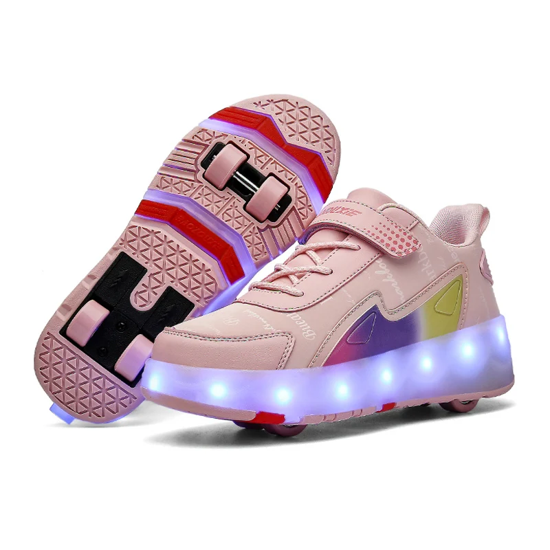 

Roller Sneakers 4 Wheels Children Girls Boys Baby 2023 Gift Fashion Kids Sports Casual Led Light Flashing Outdoor Skate Shoes