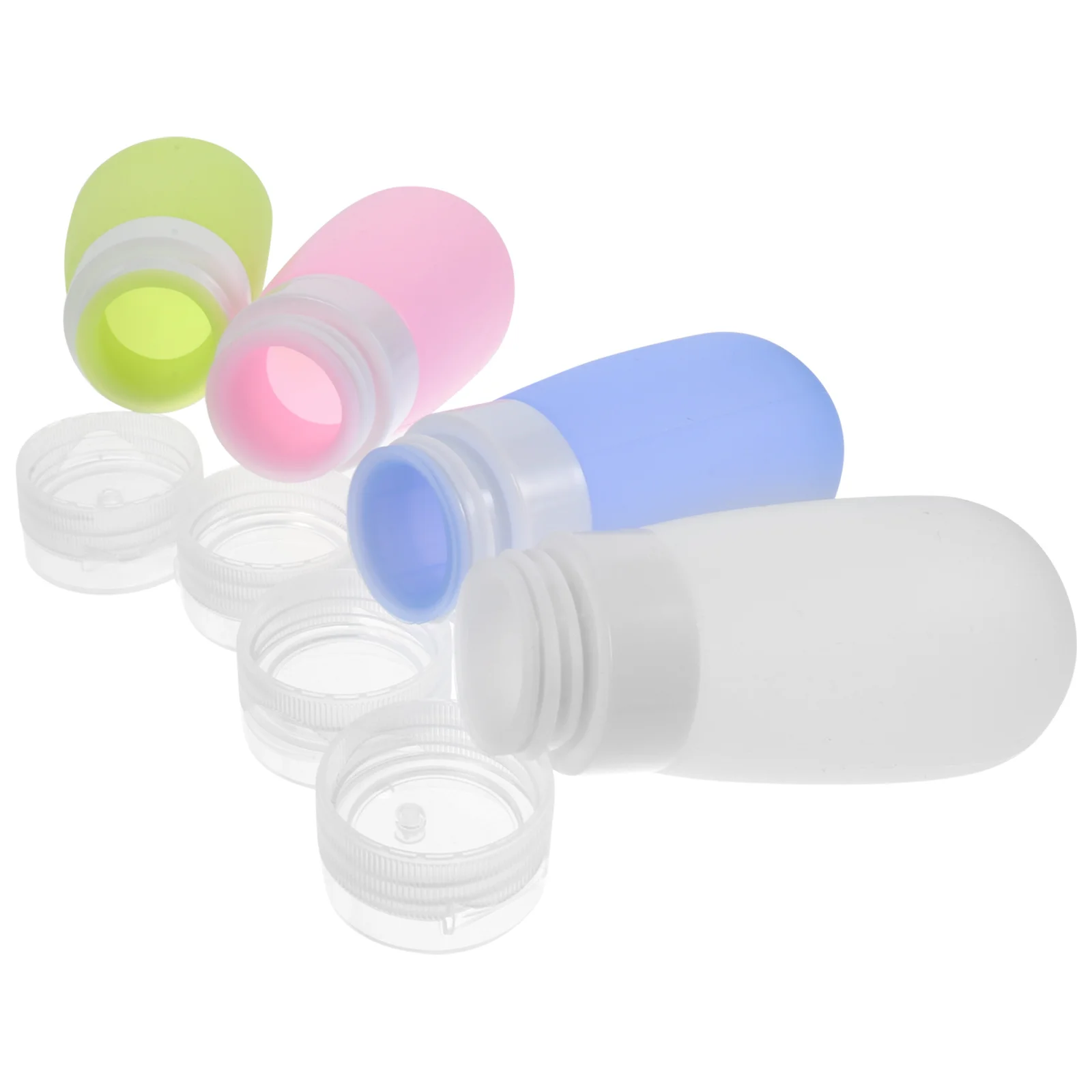 4Pcs Travel Bottles Silicone Squeezable Toiletry Containers 80Ml Lightweight Leakproof Refillable Travel Size Bottles for Liquid